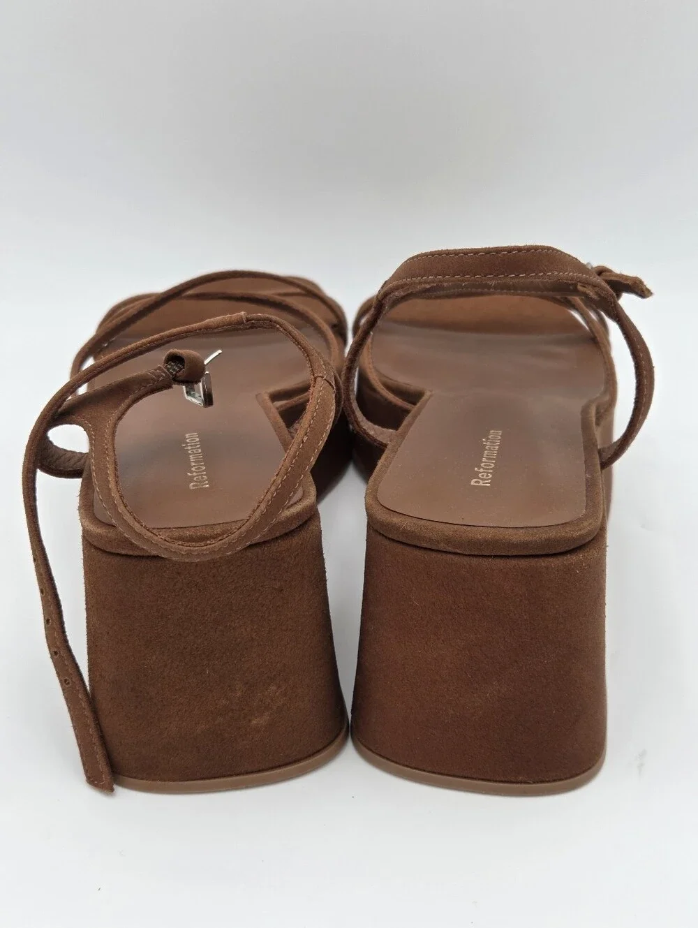 Reformation Zolanda platform sandals in toasted brown suede. Sz 9.5